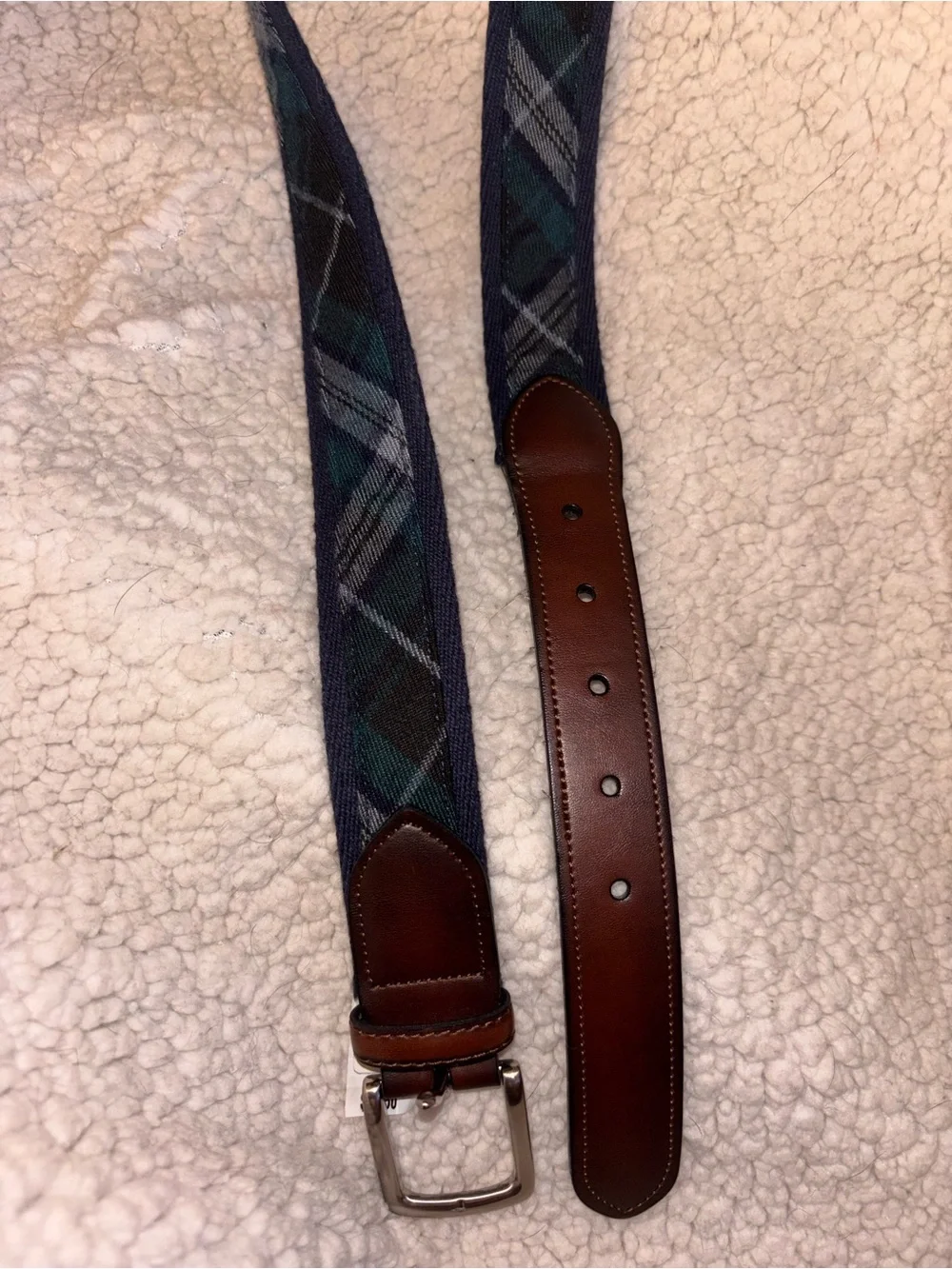 KIG Men’s Navy Tartan Plaid Belt Size 38 NWT